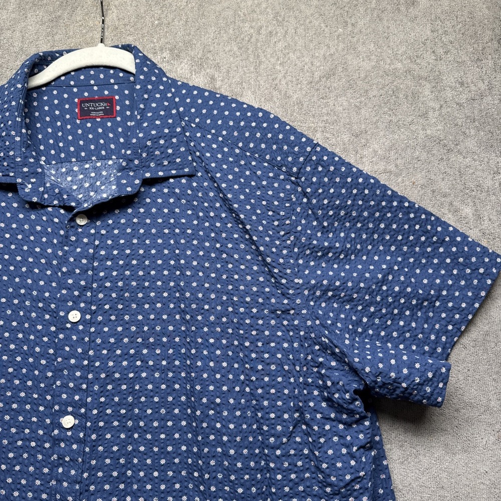 Untuckit Men's Blue Nautical Ship Wheel Print Short Sleeve Button Down Shirt XXL